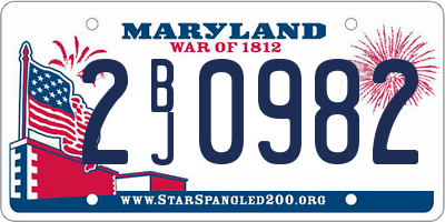 MD license plate 2BJ0982