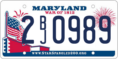 MD license plate 2BJ0989