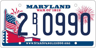 MD license plate 2BJ0990