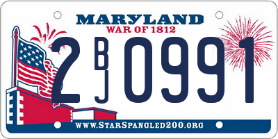 MD license plate 2BJ0991