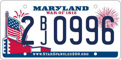MD license plate 2BJ0996