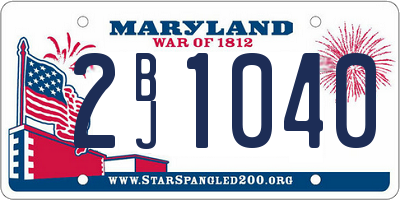 MD license plate 2BJ1040