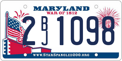 MD license plate 2BJ1098