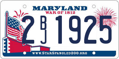 MD license plate 2BJ1925