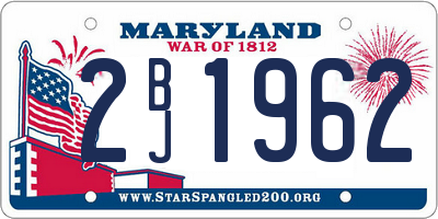 MD license plate 2BJ1962