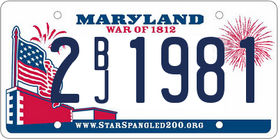 MD license plate 2BJ1981