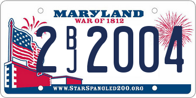MD license plate 2BJ2004