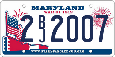 MD license plate 2BJ2007