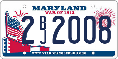 MD license plate 2BJ2008