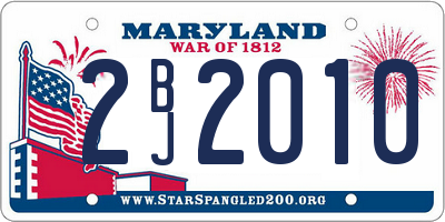 MD license plate 2BJ2010