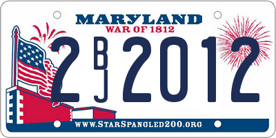 MD license plate 2BJ2012