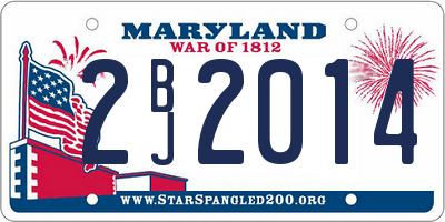 MD license plate 2BJ2014