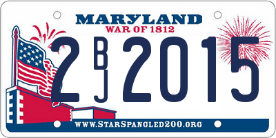 MD license plate 2BJ2015