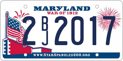 MD license plate 2BJ2017