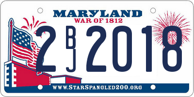 MD license plate 2BJ2018