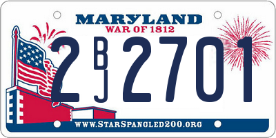 MD license plate 2BJ2701
