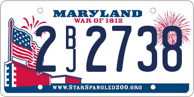 MD license plate 2BJ2738