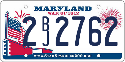 MD license plate 2BJ2762