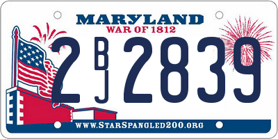MD license plate 2BJ2839