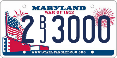 MD license plate 2BJ3000