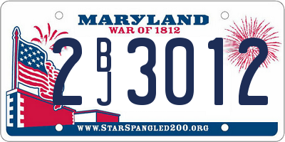 MD license plate 2BJ3012