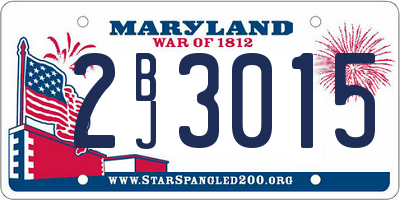 MD license plate 2BJ3015
