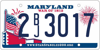 MD license plate 2BJ3017