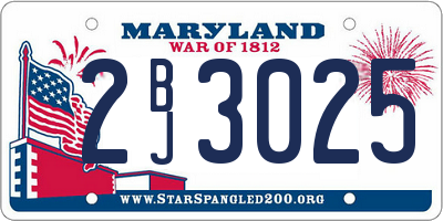 MD license plate 2BJ3025
