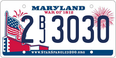 MD license plate 2BJ3030