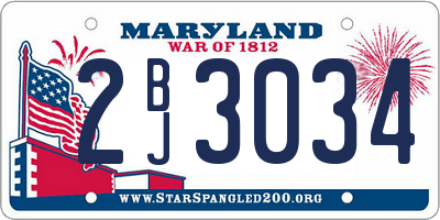MD license plate 2BJ3034