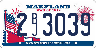 MD license plate 2BJ3039