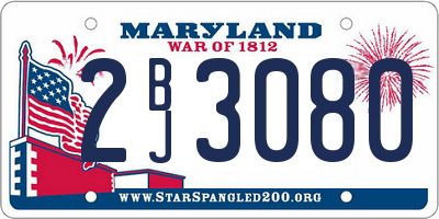 MD license plate 2BJ3080