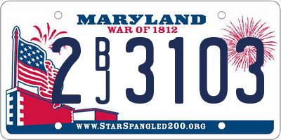 MD license plate 2BJ3103