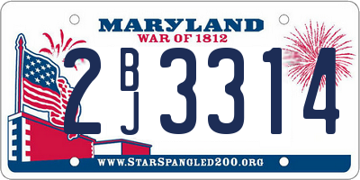 MD license plate 2BJ3314