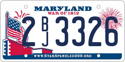 MD license plate 2BJ3326