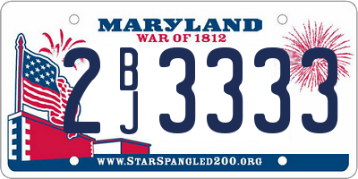 MD license plate 2BJ3333