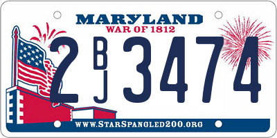 MD license plate 2BJ3474