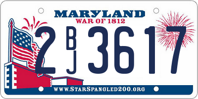 MD license plate 2BJ3617