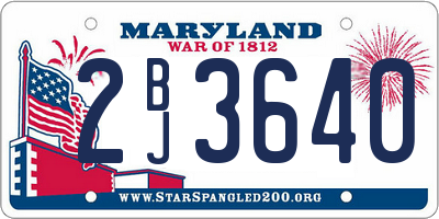 MD license plate 2BJ3640
