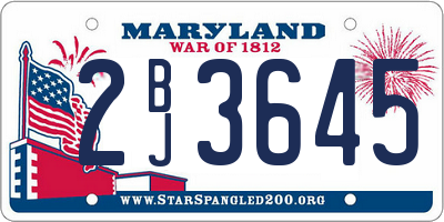 MD license plate 2BJ3645