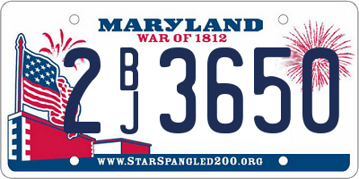 MD license plate 2BJ3650