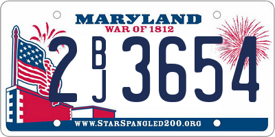 MD license plate 2BJ3654