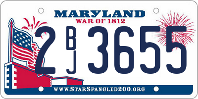 MD license plate 2BJ3655