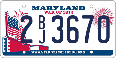 MD license plate 2BJ3670