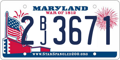 MD license plate 2BJ3671