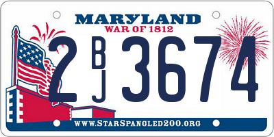 MD license plate 2BJ3674