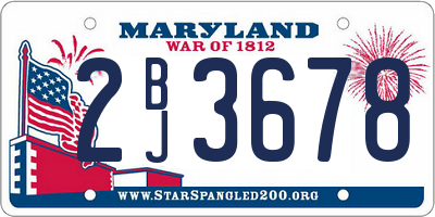 MD license plate 2BJ3678