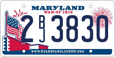 MD license plate 2BJ3830