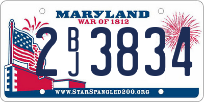 MD license plate 2BJ3834