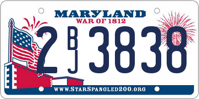 MD license plate 2BJ3838